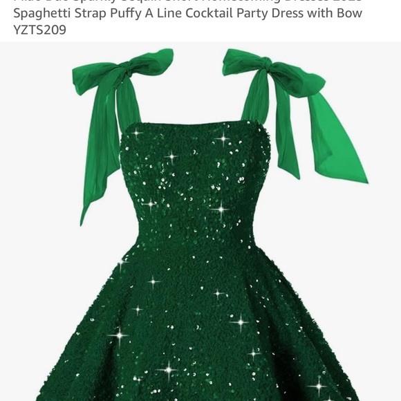 Emerald Green Party Dress with Tulle Bow Accents - Picture 10 of 13